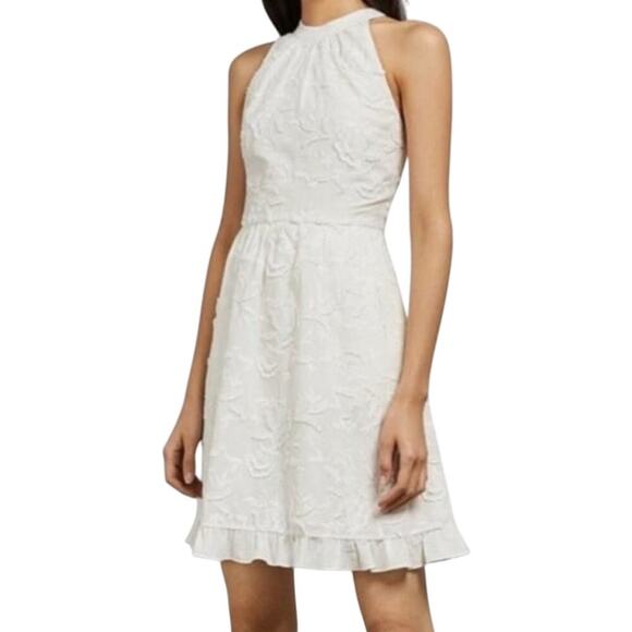 Ted Baker Lorene White Floral Embroidered Halter Fit & Flare Dress - Picture 2 of 9
